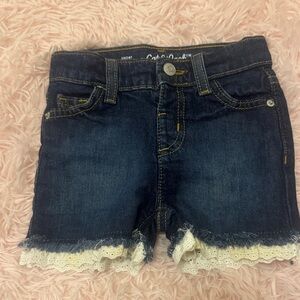 Cat & Jack Dark Blue Denim Shorts with Cream Lace Trim